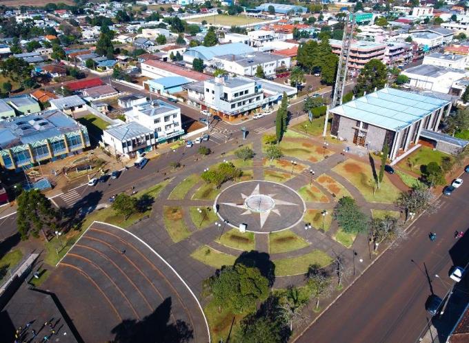 Vista aérea da área central de Clevelândia, município da região Sul do Paraná. Foto: Divulgação