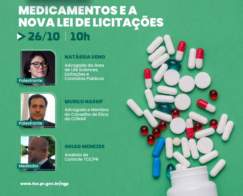 Live "Medicamentos e a Nova Lei de Licitações" será realizada no dia 26 de outubro, as 10 horas.