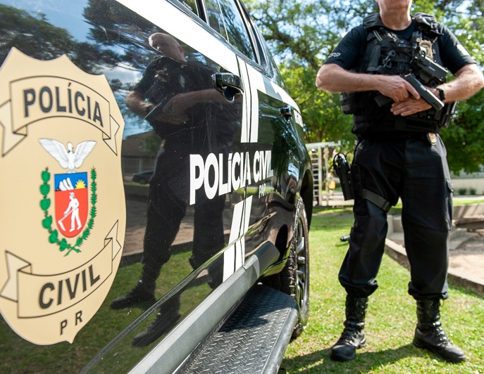 Policial civil do Estado do Paraná em atuação nas ruas. Foto: Agência Estadual de Notícias/Divulgação
