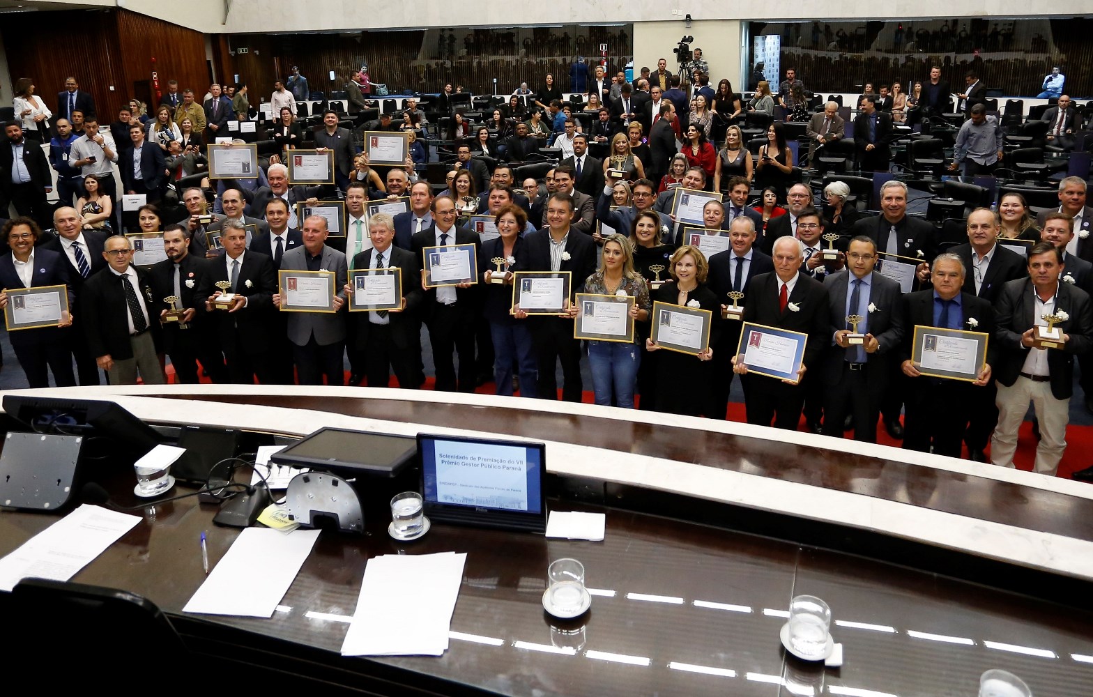Os vencedores da 7ª edição do Prêmio Gestor Público Paraná, realizada em 2019. Foto: Divulgação