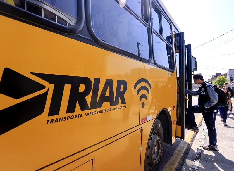 Ônibus do sistema de transporte coletivo do Município de Araucária, na Região Metropolitana de Curitiba. Foto: Prefeitura de Araucária/Divulgação
