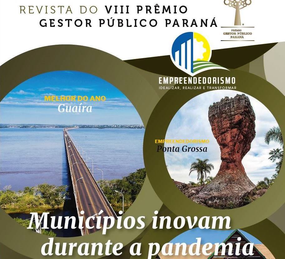 Detalhe da capa da Revista do 8º Prêmio Gestor Público Paraná. Imagem: Divulgação