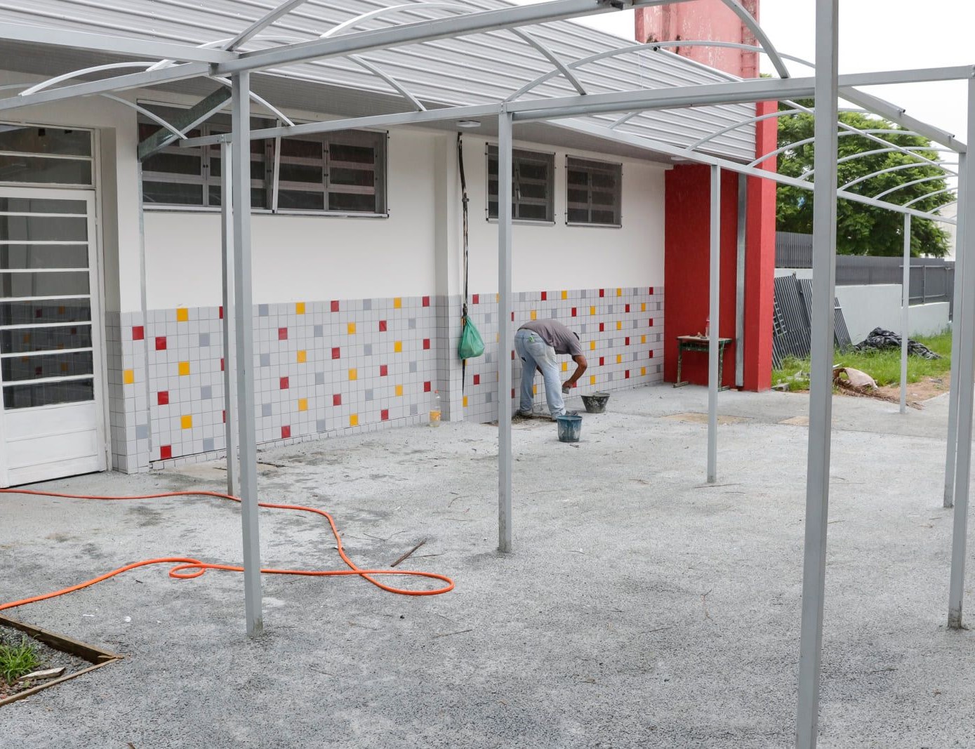 Obras de reforma e ampliação da Escola Municipal Clementina Cruz, em Pinhais, na Região Metropolitana de Curitiba. Foto: Divulgação