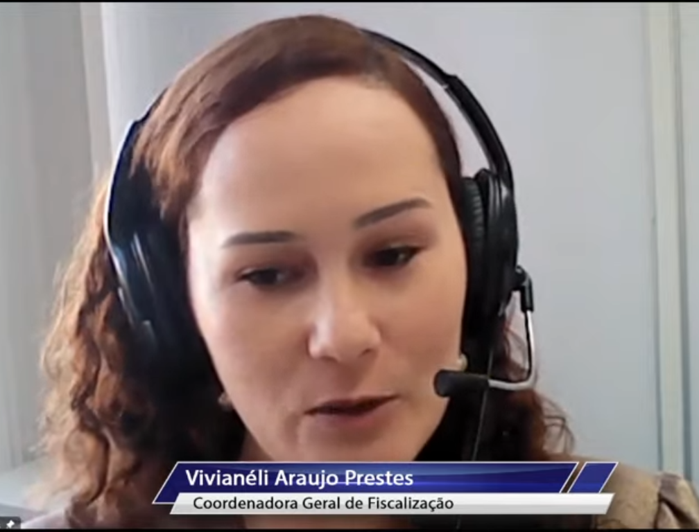 A coordenadora-geral de Fiscalização, Vivianéli Araujo Prestes, em live sobre o Índice de Transparência da Administração Pública (ITP).