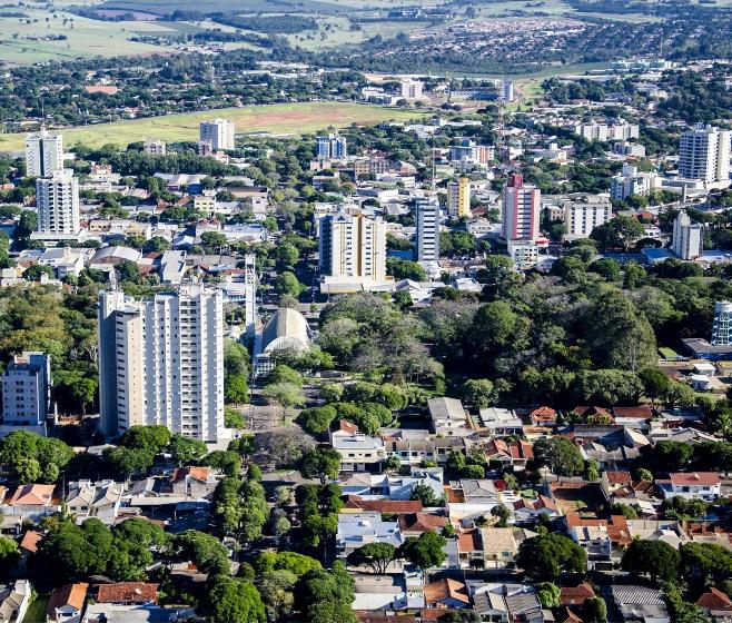 Vista aérea da sede urbana de Cianorte, município da Região Noroeste do Paraná. Foto: Divulgação