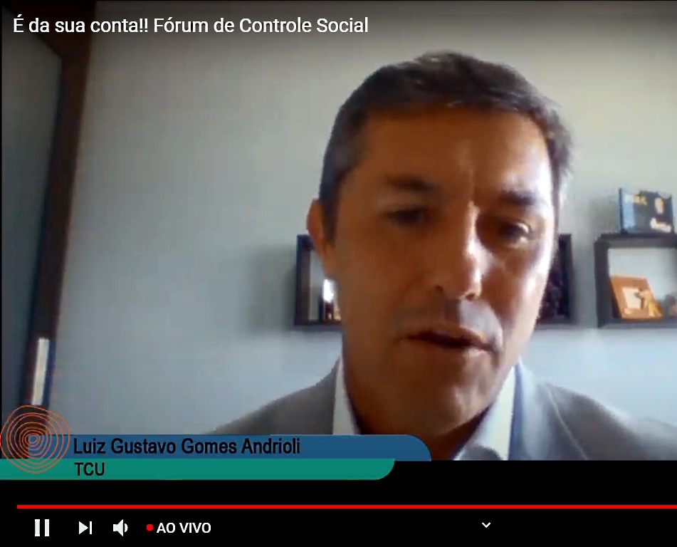 Luiz Gustavo Gomes Andrioli, secretário do Tribunal de Contas da União (TCU) no Paraná, participa do Fórum de Controle Social, transmitido ao vivo nesta quinta-feira (24 de setembro)