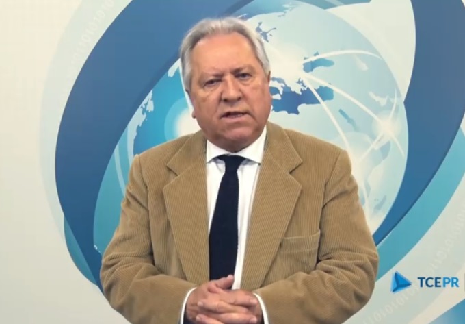 O presidente do TCE-PR, conselheiro Nestor Baptista, em vídeo dirigido aos vereadores do Paraná. Reprodução: Núcleo de Imagem - Diretoria de Comunicação Social/Divulgação TCE-PR