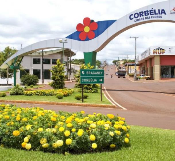 Portal de entrada de Corbélia, município da região Oeste do Paraná. Foto: Divulgação
