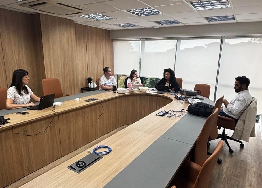 A auditora de controle externo Flávia Georgia Toledo (à esquerda) ministra capacitação a alunos de Direito da Universidade Positivo