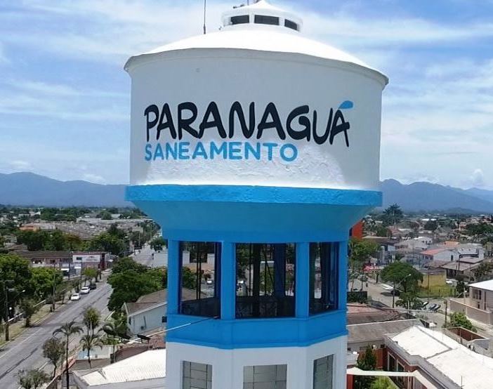 Estrutura da Paranaguá Saneamento S.A., empresa que opera os serviços de fornecimento de água e de coleta e tratamento de esgoto nesse município do Litoral do Paraná. Foto: Divulgação