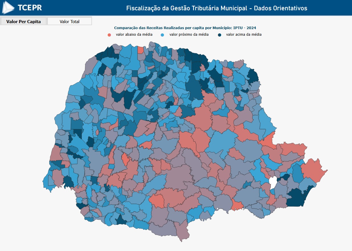 Painel Interativo em Microsoft Power BI sobre a Gestão Tributária Municipal desenvolvido pela Coordenadoria de Acompanhamento de Atos de Gestão (CAGE) e pela Coordenadoria de Sistemas e Informações da Fiscalização (COSIF) do Tribunal de Contas do Estado do Paraná (TCE-PR)