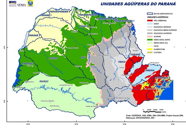 Mapa das bacias hidrográficas do Paraná. Imagem: Divulgação/Instituto de Águas do Paraná