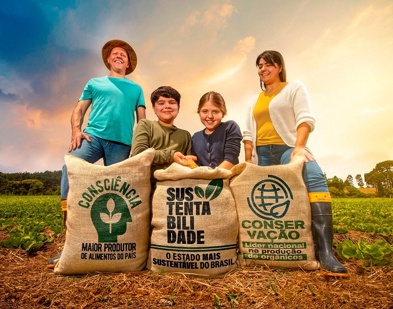 Campanha publicitária sobre ações de sustentabilidade desenvolvidas pelo Estado do Paraná, realizada pela Secretaria da Comunicação (Secom-PR). Imagem: Divulgação