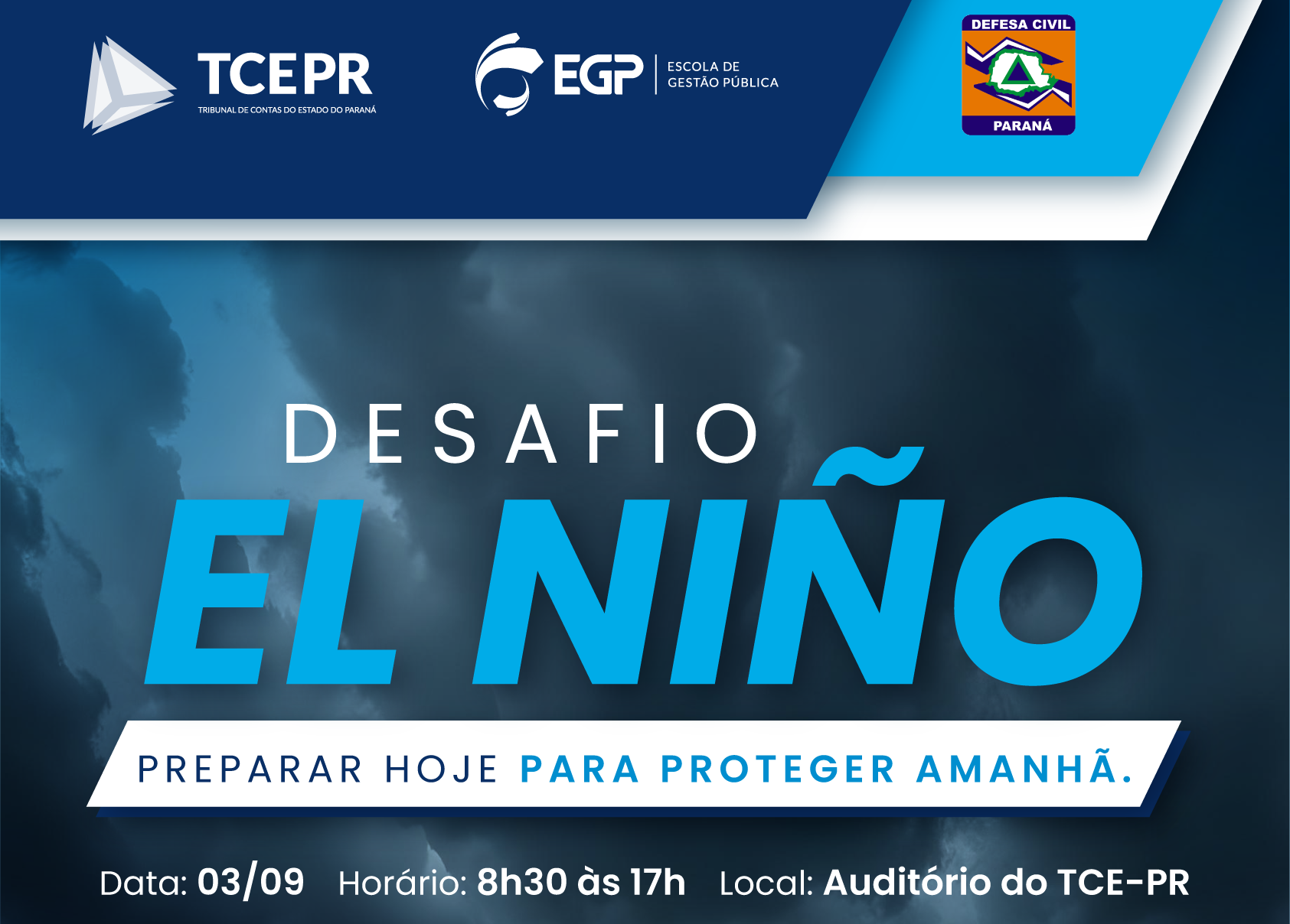 Evento "Desafio El Niño" será promovido pelo TCE-PR em parceria com a Defesa Civil no dia 3 de setembro