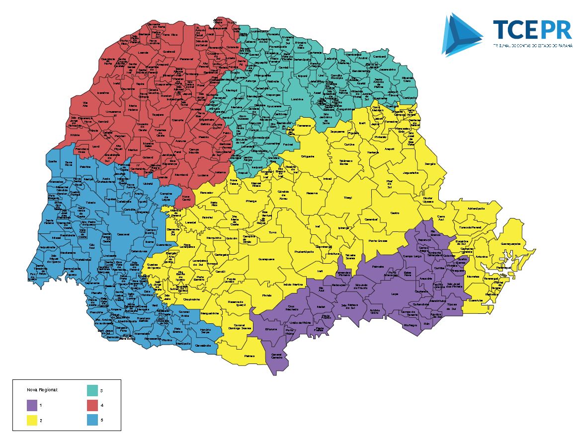 Mapa elaborado por servidores da Coex com a divisão regional das execuções acompanhadas pela unidade técnica
