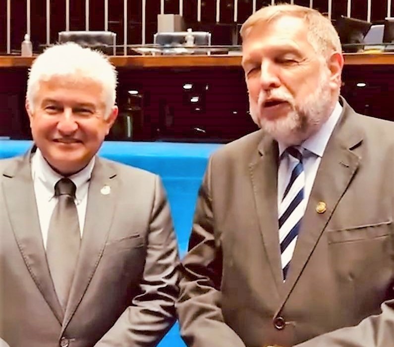 Os senadores Marcos Pontes (SP) e Flávio Arns (PR), no Congresso Nacional. Foto: Divulgação