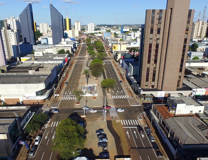 Vista da área central de Cascavel, município mais populoso da região Oeste do Paraná, a partir da Avenida Brasil. Foto: Divulgação