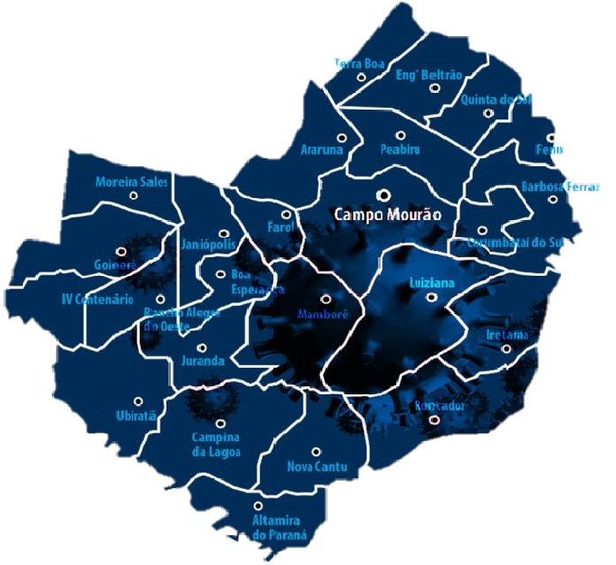 Mapa da Comunidade dos Municípios da Região de Campo Mourão - Comcam
