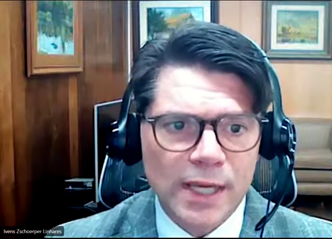 O presidente do TCE-PR, conselheiro Ivens Linhares, em "live" sobre as atualizações do Sistema de Informações Municipais - Acompanhamento Mensal (SIM-AM).