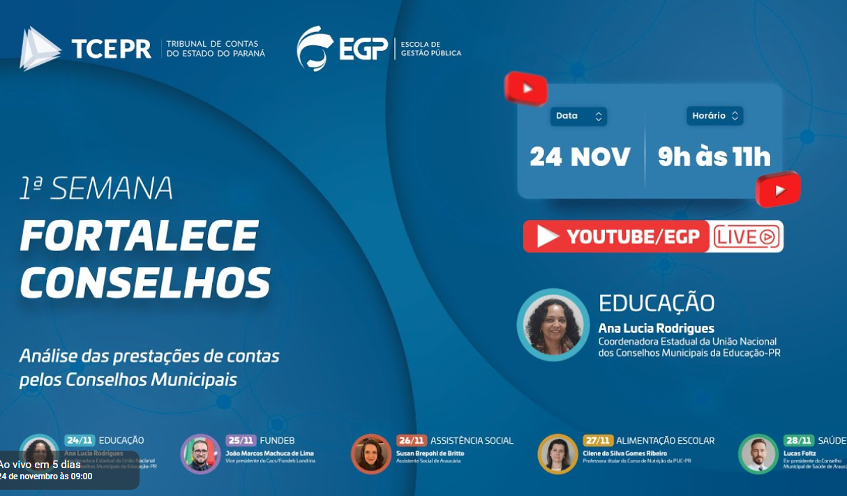 1ª Semana Fortalece Conselhos será realizada entre os dias 24 e 28 de novembro, das 9 às 12h, pelo YouTube