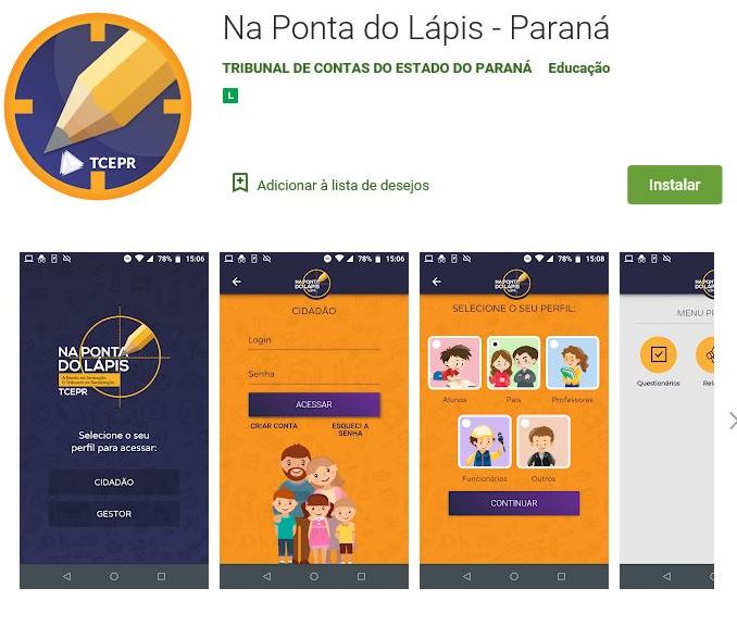 O aplicativo Na Ponta do Lápis. lançado pelo TCE-PR, já está disponível para o sistema operacional Android, na loja Google Playstore