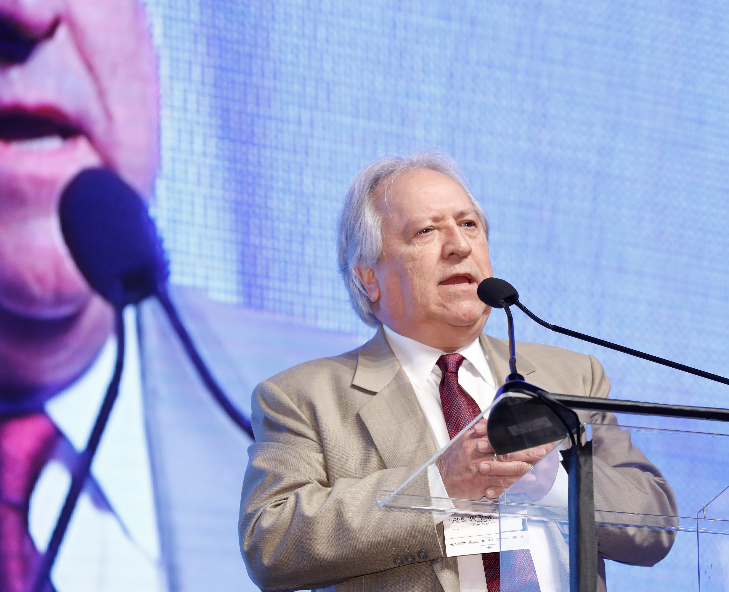 O presidente do TCE-PR, conselheiro Nestor Baptista, durante o 1º Congresso Internacional dos Tribunais de Contas (CITC), realizado em Foz do Iguaçu, em novembro de 2019. Foto: Wagner Araújo/Divulgação TCE-PR