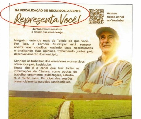 Peça apresentada em licitação de publicidade da Câmara Municipal de Toledo, suspensa pelo TCE-PR devido à acusação de plãgio de campanha da Câmara Municipal de Cuiabá (MT).