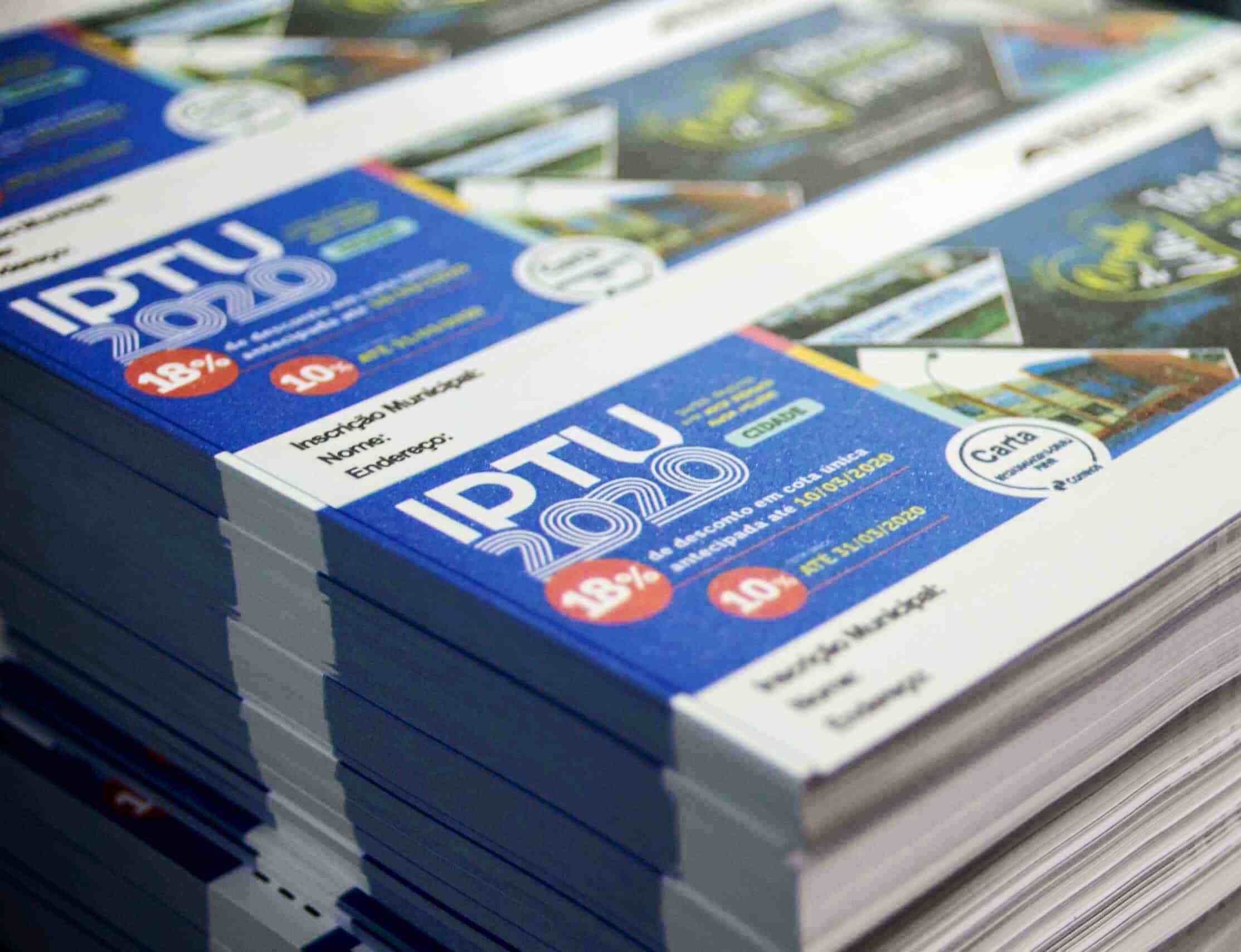 Carnês do Imposto Predial e Territorial Urbano (IPTU), uma das principais fontes de receita dos municípios. Foto: Divulgação