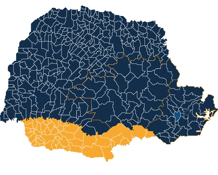 Mapa do Paraná, com destaque para os municípios da Região Sul. Imagem: Núcleo de Imagem/Diretoria de Comunicação Social TCE-PR