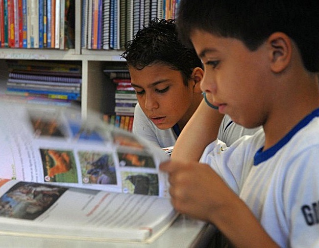 Estudantes do ensino fundamental utilizam livro didático em sala de aula. Foto: Agência Brasil/Divulgação