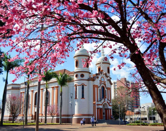 Praça da Igreja Matriz de Arapongas, município da região Norte do Paraná. Foto: Divulgação