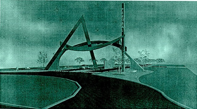 Perspectiva frontal do portal do município de Perobal, em que ficam evidentes as letas "A" e "l". Imagem: Divulgação TCE/PR