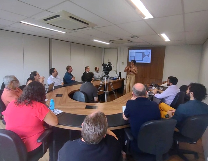 A professora Mariane Lübke, indicada pela Seção Paraná da Ordem dos Advogados do Brasil (OAB-PR), em palestra para a equipe da Segunda Inspetoria de Controle Externo do TCE-PR, encarregada da análise das contas de 2024 do governador do Paraná. Foto: TCE-PR