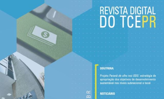 Detalhe da capa da 20ª edição da Revista Digital do TCE-PR: artigo sobre a implantação dos Objetivos de Desenvolvimento Sustentável (ODS) no Paraná é um dos destaques da publicação.