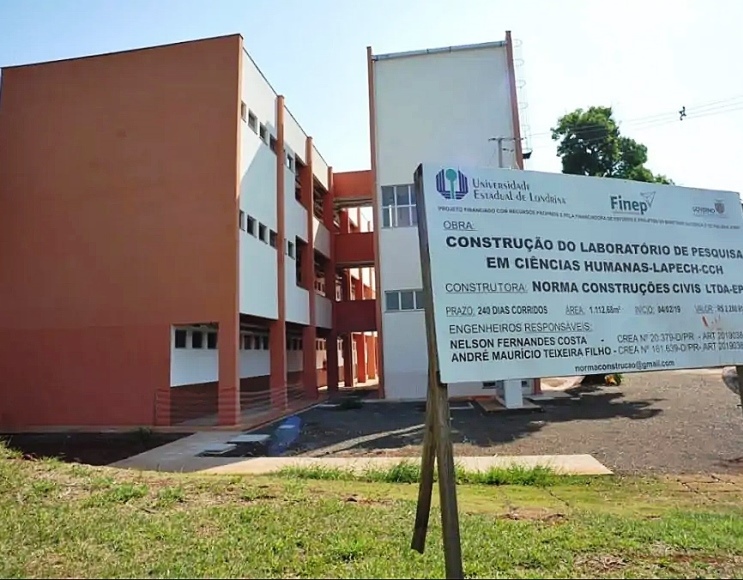 Construção do novo Laboratório de Pesquisa em Ciências Humanas da Universidade Estadual de Londrina (UEL). Foto: Agência UEL de Notícias/Divulgação