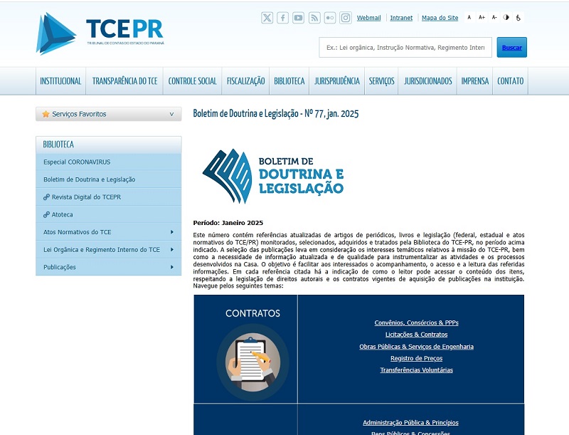 Edição nº 77 do "Boletim de Doutrina e Legislação" do TCE-PR.