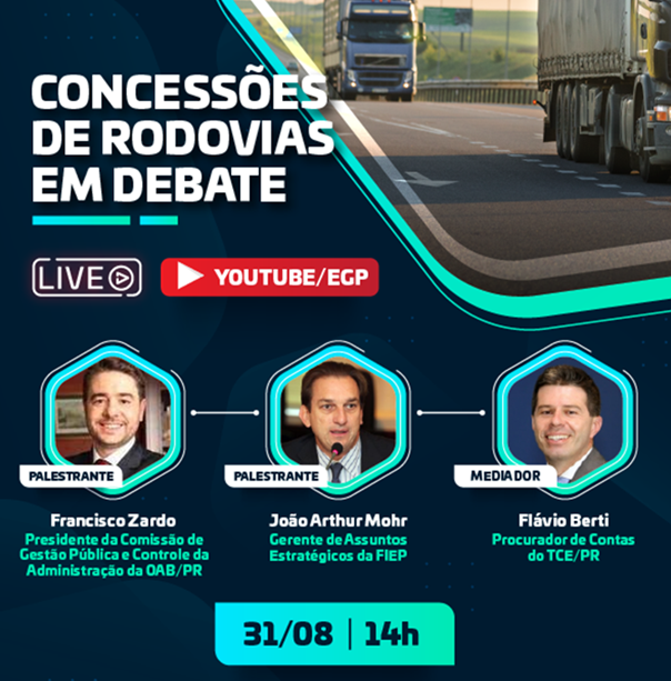 Escola de Gestão Pública do TCE-PR promove debate sobre Concessão de Rodovias, nesta terça-feira (31 de agosto)