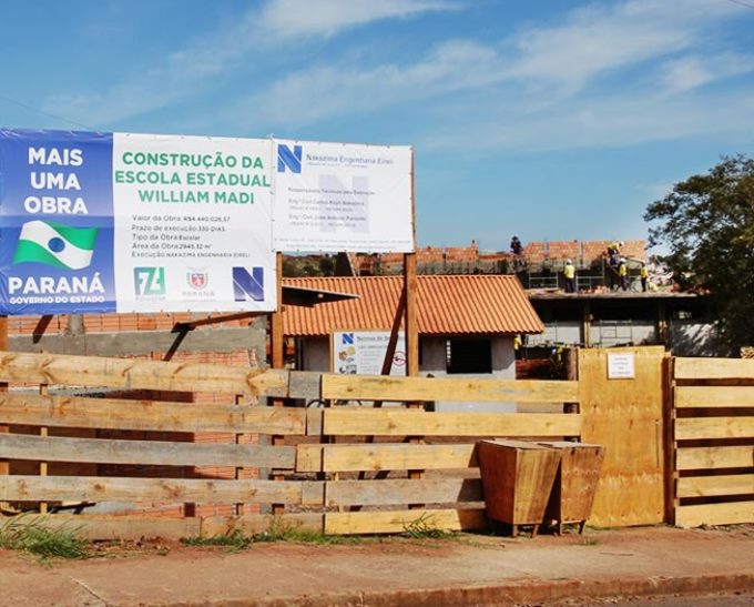 Obra do Colégio Estadual Professor William Madi, no município de Cornélio Procópio. Foto: Prefeitura de Cornélio Procópio/Divulgação