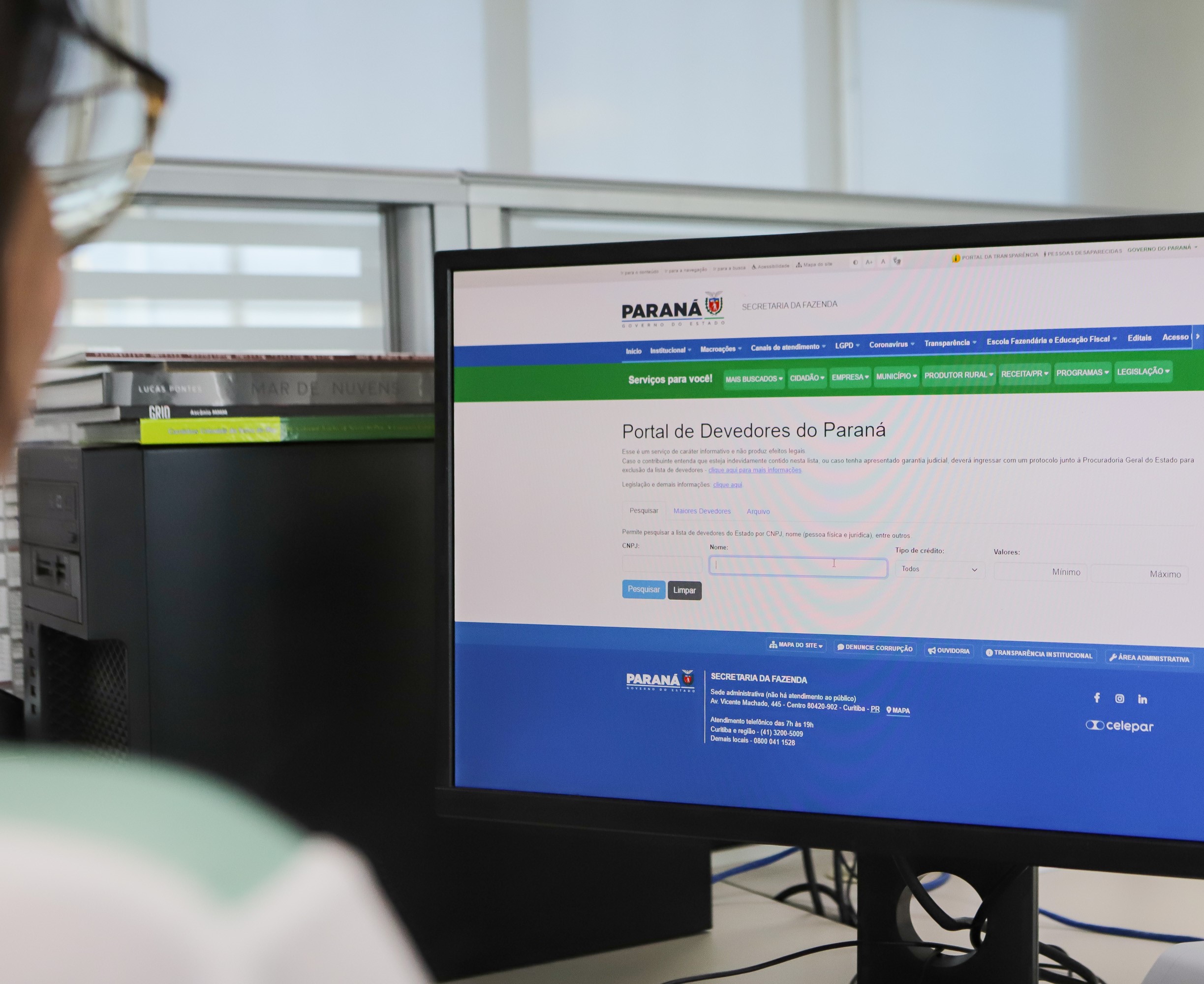 Portal para consulta e cobrança de débitos fiscais, lançado pela Secretaria de Estado da Fazenda do Paraná (Sefa-PR) Foto: Roberto Dziura Junior/Agência Estadual de Notícias (AEN)