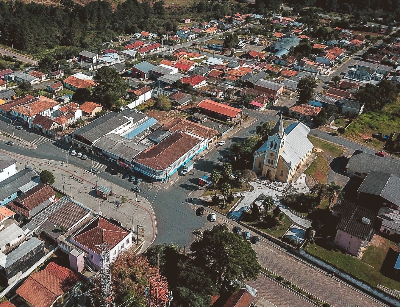 Vista aérea de sede urbana de São João do Triunfo, município da Região Sul do Paraná. Foto: Divulgação