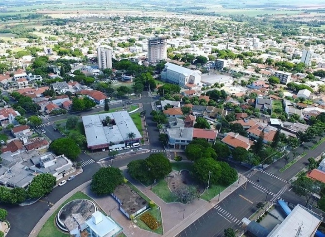 Vista aérea da sede urbana de Marialva, município da Região Metropolitana de Maringá, no Norte do Paraná. Foto: Divulgação