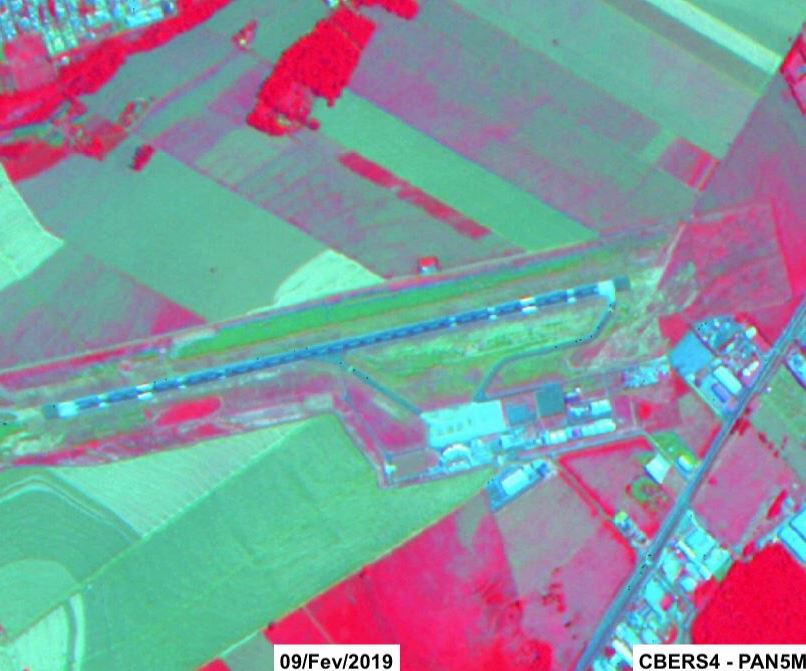 Imagem do Aeroporto de Maringá obtida por satélite do Instituto Nacional de Pesquisas Espaciais (INPE)em 9 de fevereiro de 2019. Imagem: INPE/Divulgação