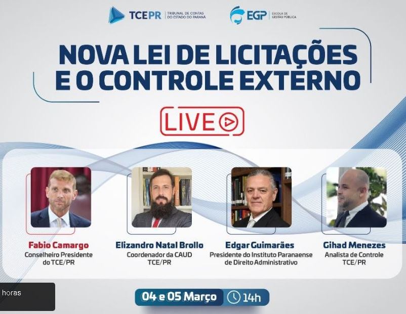 Participantes da live sobre a Nova Lei de Licitações, nos dias 4 e 5 de março, a partir das 14 horas.