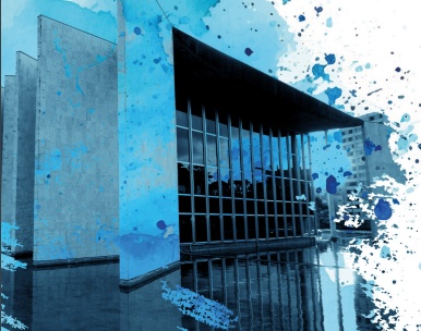 Imagem estilizada do Edifício-Sede do TCE-PR, localizado no bairro Centro Cívico, em Curitiba. Ilustração: Núcleo do Imagem da Diretoria de Comunicação Social/TCE-PR