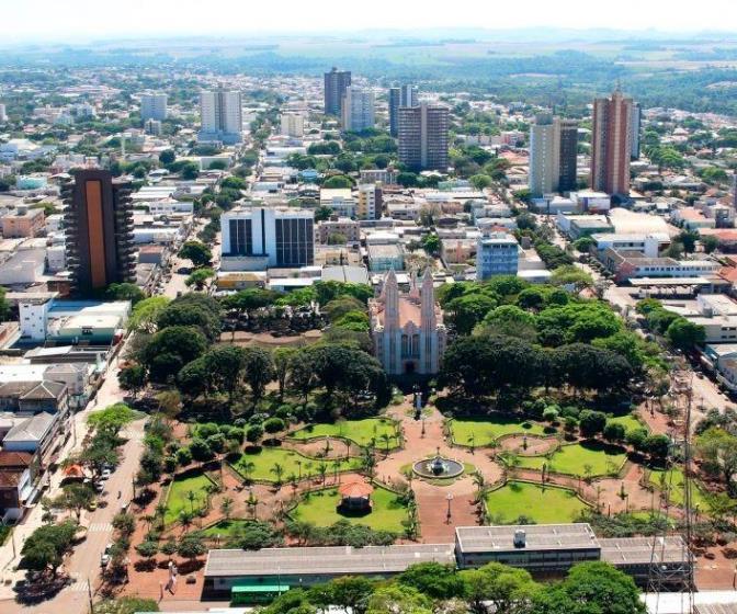 Vista aérea de Campo Mourão, principal cidade da região Centro-Oeste do Paraná. Foto: Divulgação