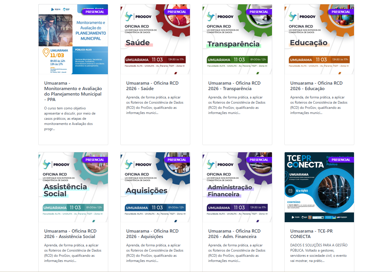Umuarama sediará três capacitações do TCE-PR entre os dias 11 e 13 de março