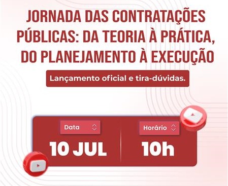 A "Jornada das Contratações Públicas - Da Teoria à Prática, do Planejamento à Execução", será lançada pela Escola de Gestão Pública do TCE-PR, em "live" nesta quinta-feira (10 de julho), a partir das 10h.