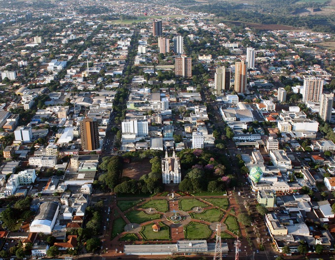 Vista aérea de Campo Mourão, principal cidade da região Centro-Oeste do Paraná. Foto: Divulgação