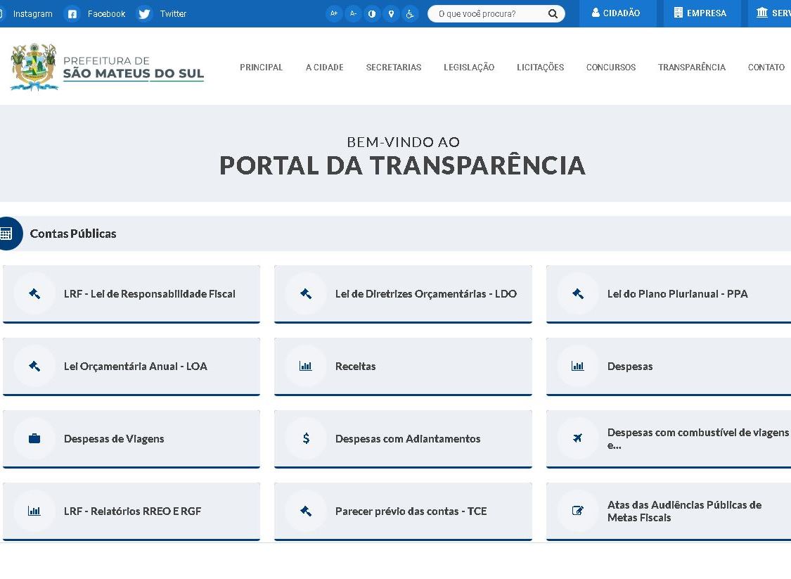 Portal da Transparência do Município de São Mateus do Sul. Imagem: Reprodução