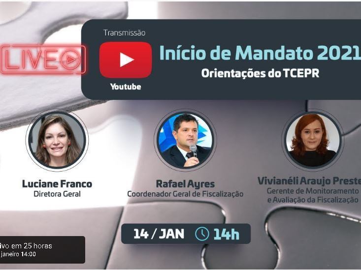 Nesta quinta-feira (21 de janeiro), Escola de Gestão Pública do TCE-PR promove live sobre o Início de Mandato 2021.